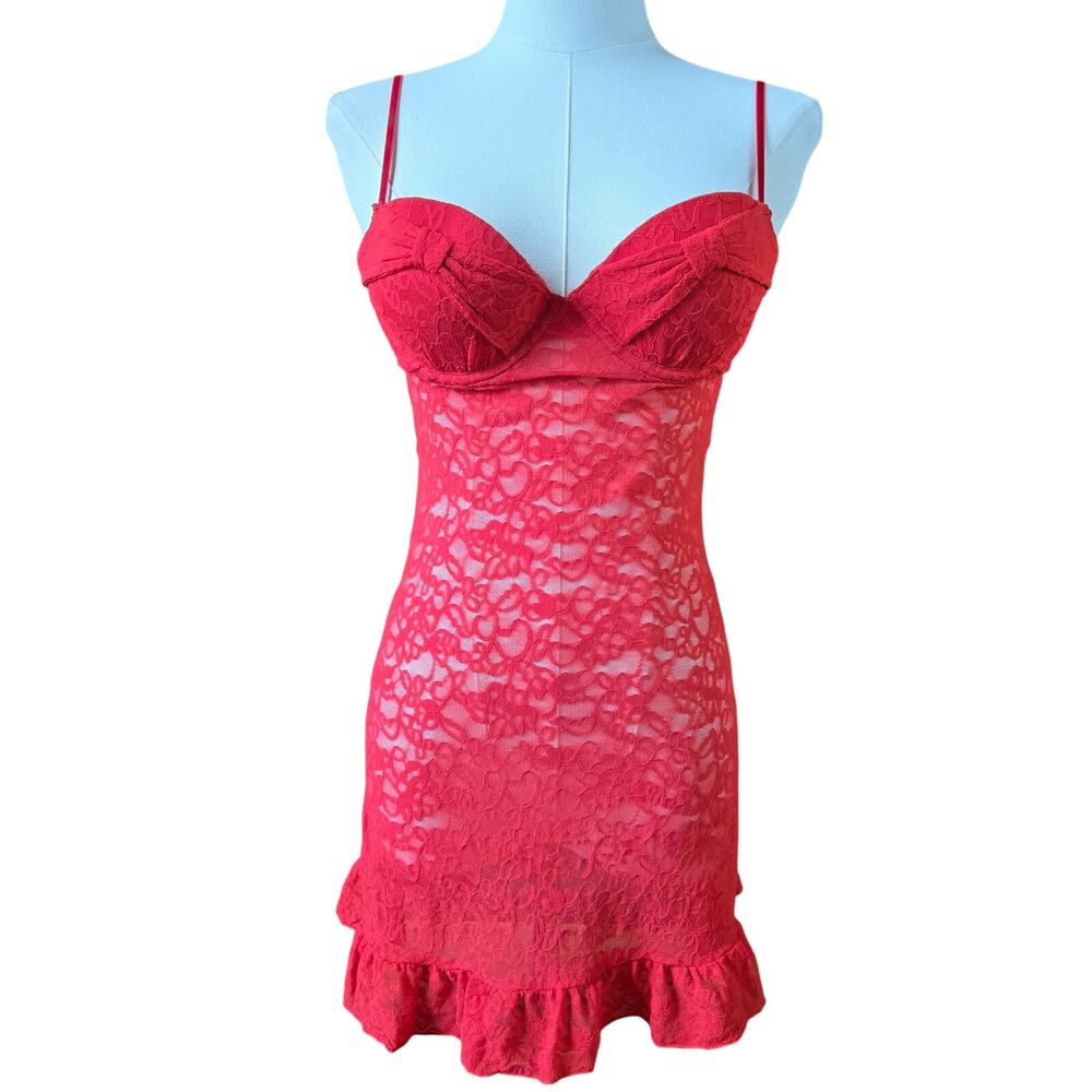 Victoria's Secret Womens Y2K "The Lacie" Coquette Push-up Babydoll Mini Dress S
